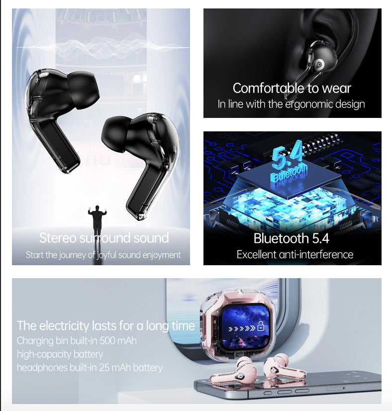 Air Max LCD Display Transparent Earbuds