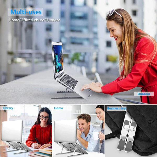 Folding Adjustable Aluminum Laptop Stand + FREE POUCH Boski Stores