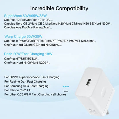 Pack of 2 : 80w OnePlus Supervooc with Supervooc supported Cable Boski Stores