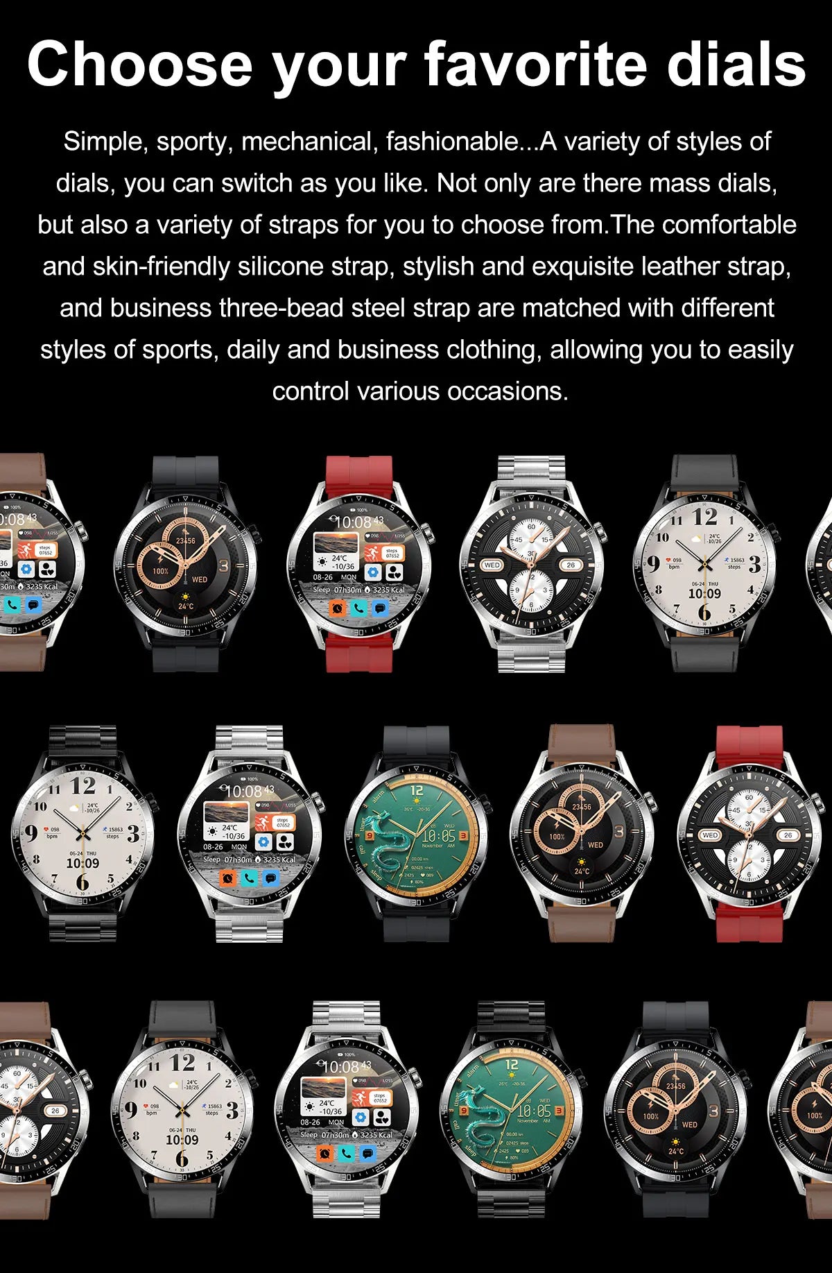 Kalobee SK37 Smart Watch - 3 Straps